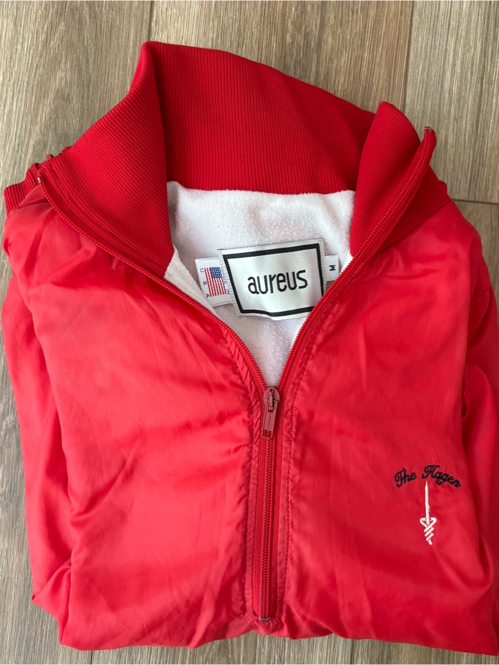 Vintage 80s 90s Aureus Red Golf Bomber Jacket Made in USA Medium